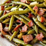 "Cooked Southern Style Green Beans in a serving bowl.